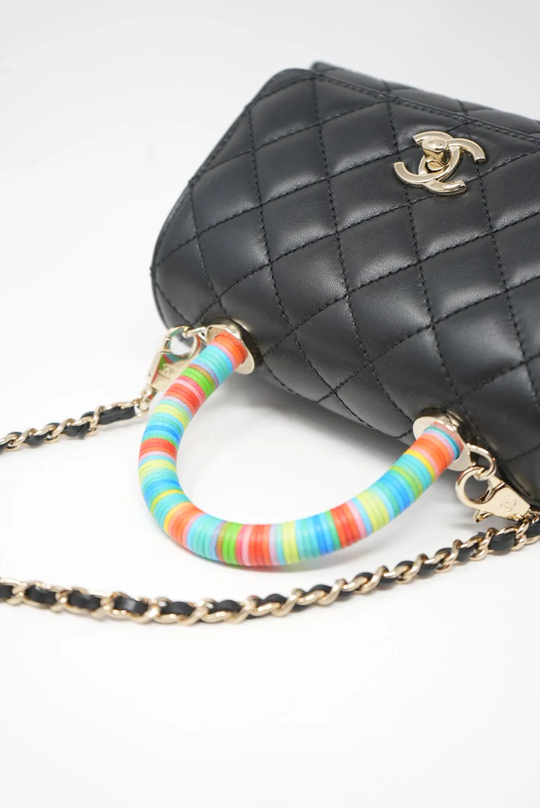 Pre-owned CHANEL Extra Mini Rainbow Coco Handle 2021