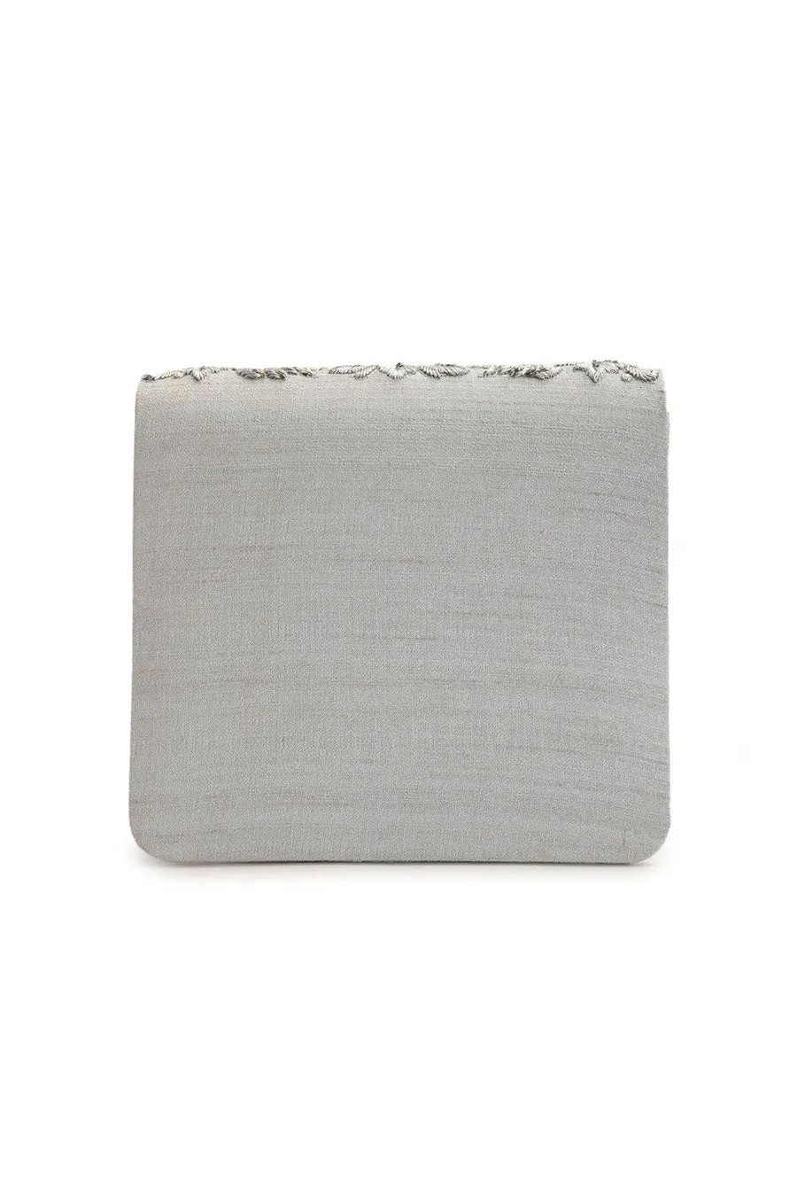 Silver Nagma Hand-Embroidered Clutch