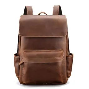 Vintage Premium Leather Backpack Laptop Bag In Brown