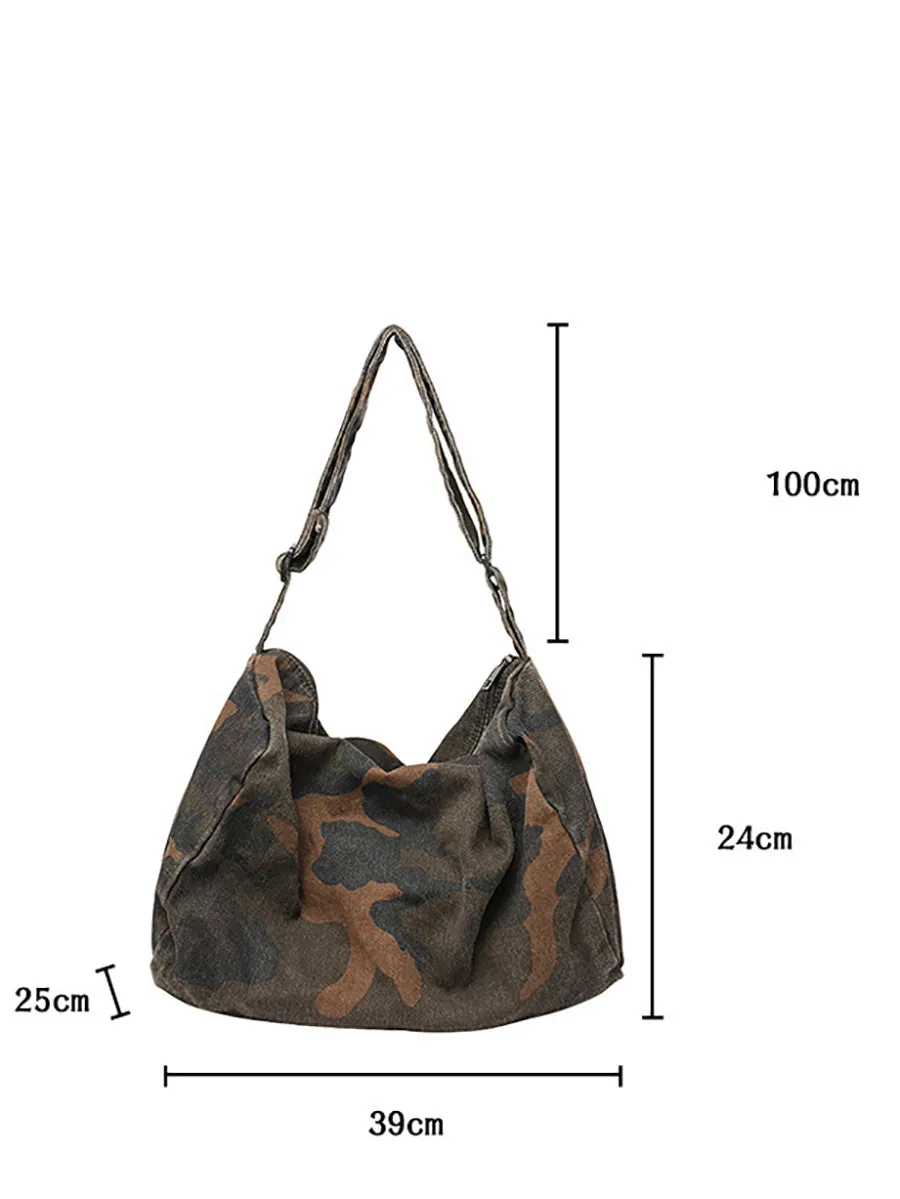 Women Artsy Camouflage Washed Shoulder Bag Crossbody Bag